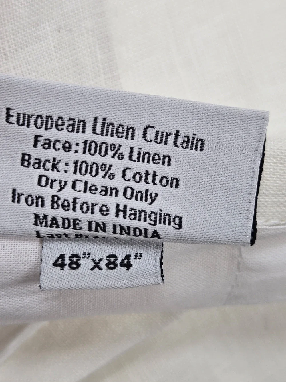 QUINCE Set Of 2 48x84 European Linen Curtains White 0487